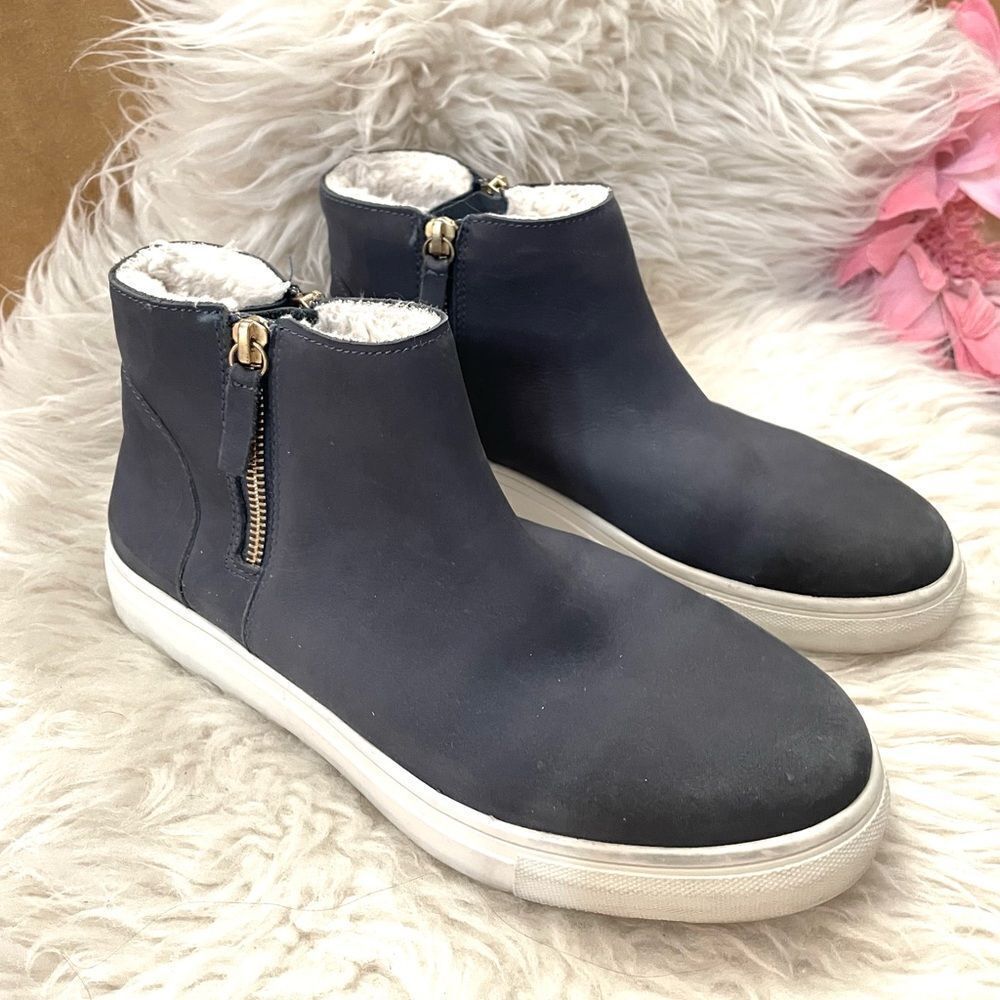 J Slides Poppy Ankle Boots Navy Nubuck Waterproof Size 9